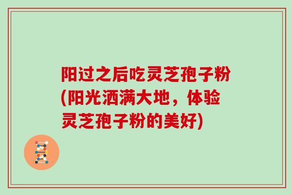 阳过之后吃灵芝孢子粉(阳光洒满大地，体验灵芝孢子粉的美好)