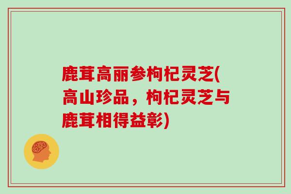 鹿茸高丽参枸杞灵芝(高山珍品，枸杞灵芝与鹿茸相得益彰)