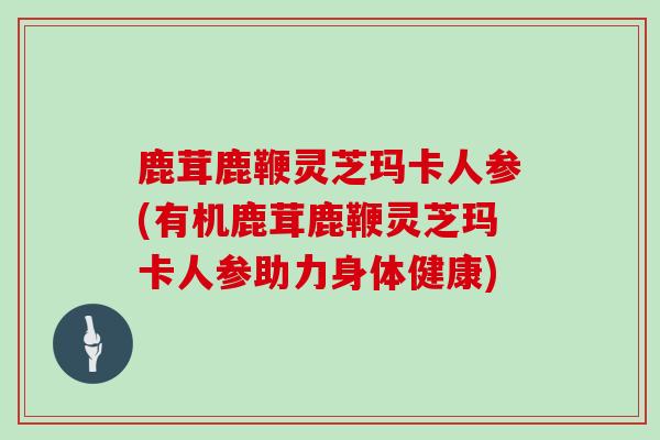 鹿茸鹿鞭灵芝玛卡人参(有机鹿茸鹿鞭灵芝玛卡人参助力身体健康)