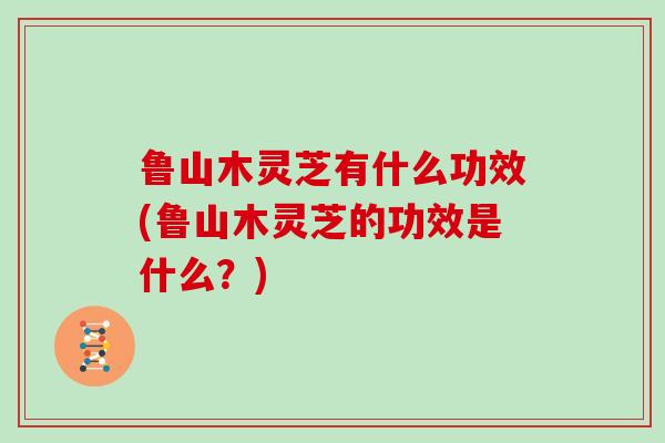 鲁山木灵芝有什么功效(鲁山木灵芝的功效是什么？)