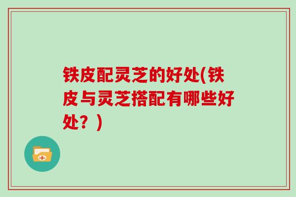 铁皮配灵芝的好处(铁皮与灵芝搭配有哪些好处？)