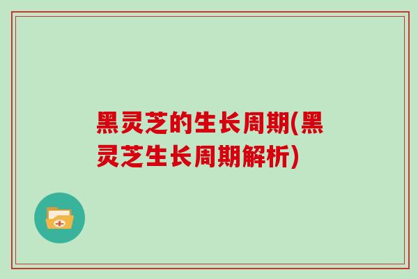 黑灵芝的生长周期(黑灵芝生长周期解析)
