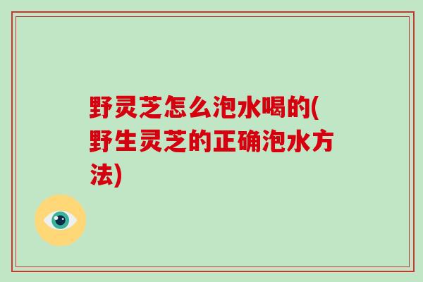 野灵芝怎么泡水喝的(野生灵芝的正确泡水方法)