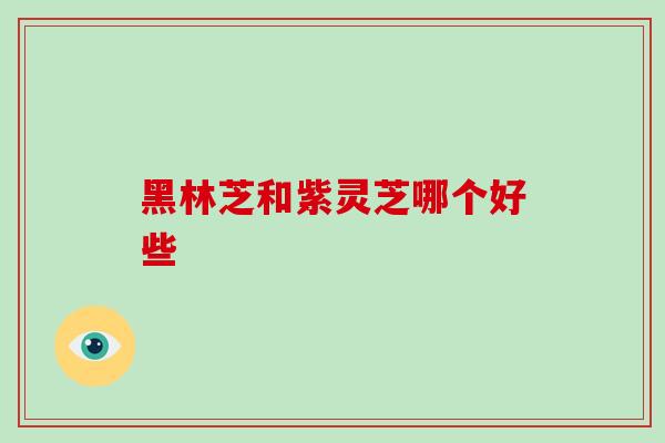 黑林芝和紫灵芝哪个好些