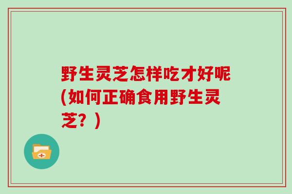 野生灵芝怎样吃才好呢(如何正确食用野生灵芝？)