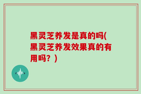 黑灵芝养发是真的吗(黑灵芝养发效果真的有用吗？)