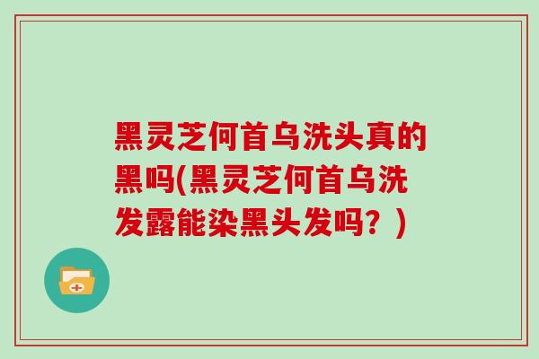 黑灵芝何首乌洗头真的黑吗(黑灵芝何首乌洗发露能染黑头发吗？)