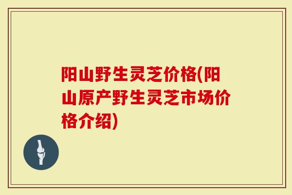 阳山野生灵芝价格(阳山原产野生灵芝市场价格介绍)
