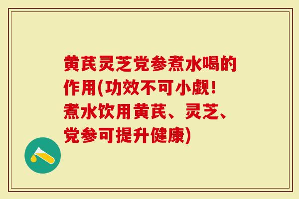 黄芪灵芝党参煮水喝的作用(功效不可小觑！煮水饮用黄芪、灵芝、党参可提升健康)