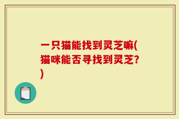 一只猫能找到灵芝嘛(猫咪能否寻找到灵芝？)-第1张图片-灵芝大师