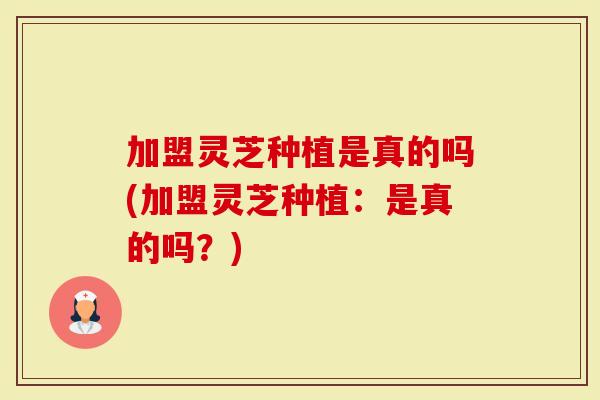 加盟灵芝种植是真的吗(加盟灵芝种植:是真的吗?)-第1张图片-灵芝大师 加盟灵芝种植是真的吗(加盟灵芝种植:是真的吗?)-第1张图片-灵芝大师