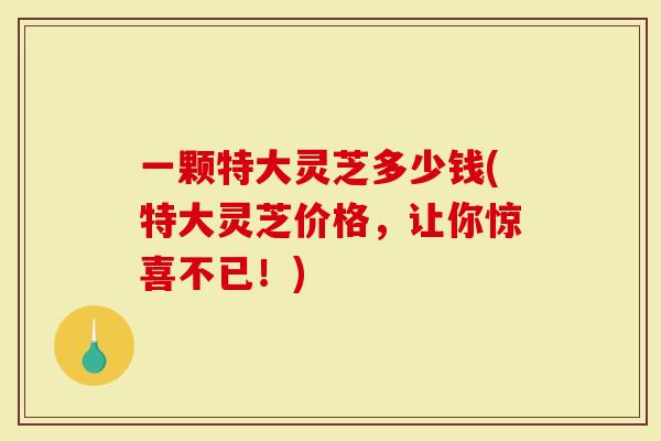 一颗特大灵芝多少钱(特大灵芝价格，让你惊喜不已！)