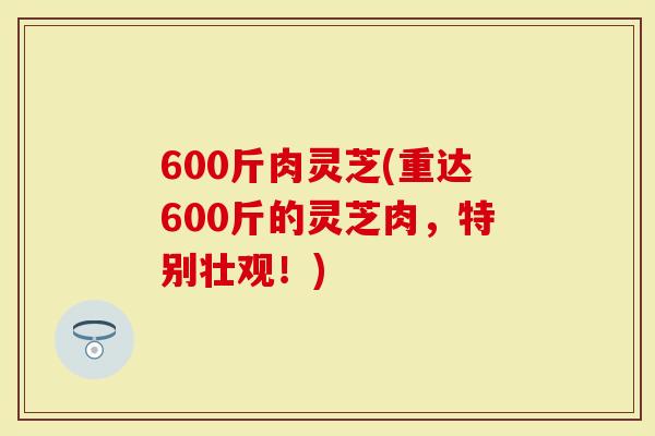 600斤肉灵芝(重达600斤的灵芝肉，特别壮观！)