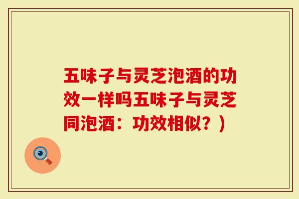 五味子与灵芝泡酒的功效一样吗五味子与灵芝同泡酒：功效相似？)
