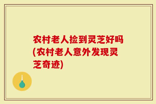 农村老人捡到灵芝好吗(农村老人意外发现灵芝奇迹)