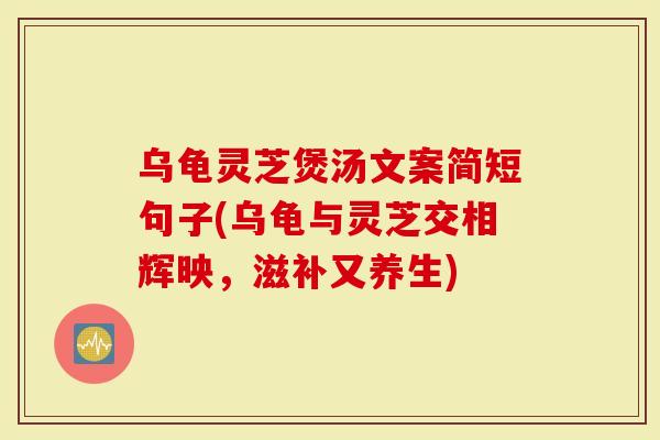 乌龟灵芝煲汤文案简短句子(乌龟与灵芝交相辉映，滋补又养生)