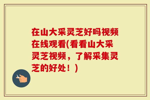 在山大采灵芝好吗视频在线观看(看看山大采灵芝视频，了解采集灵芝的好处！)