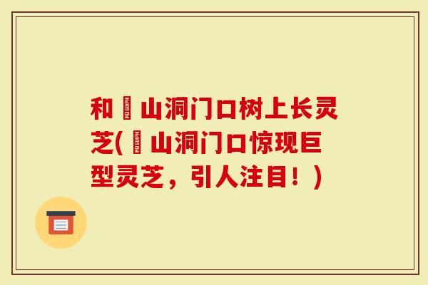 和珅山洞门口树上长灵芝(珅山洞门口惊现巨型灵芝，引人注目！)