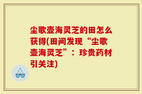尘歌壶海灵芝的田怎么获得(田间发现“尘歌壶海灵芝”：珍贵药材引关注)
