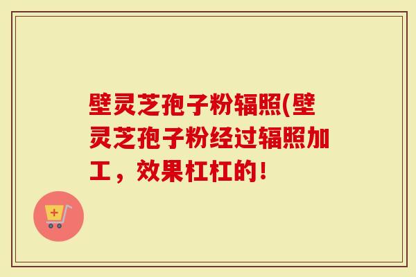壁灵芝孢子粉辐照(壁灵芝孢子粉经过辐照加工，效果杠杠的！
