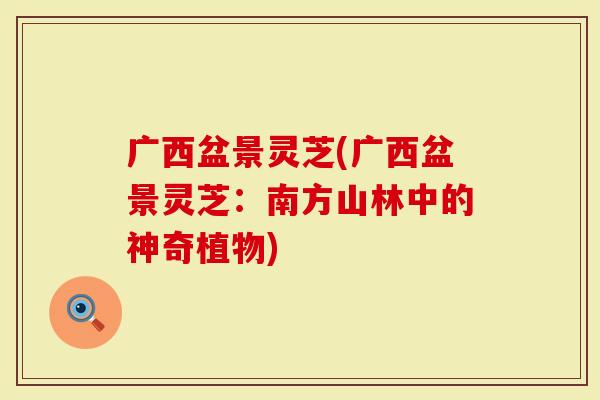 广西盆景灵芝(广西盆景灵芝：南方山林中的神奇植物)