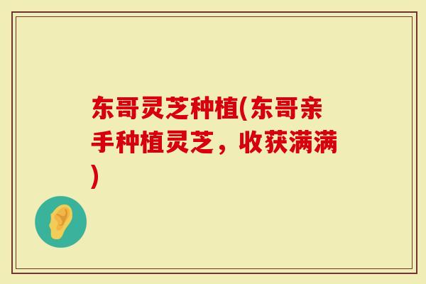 东哥灵芝种植(东哥亲手种植灵芝，收获满满)
