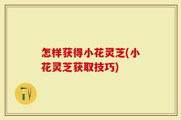 怎样获得小花灵芝(小花灵芝获取技巧)