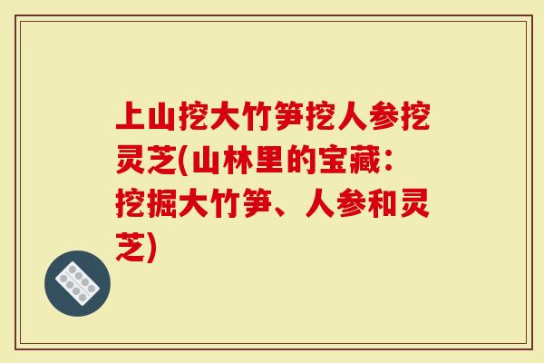 上山挖大竹笋挖人参挖灵芝(山林里的宝藏：挖掘大竹笋、人参和灵芝)