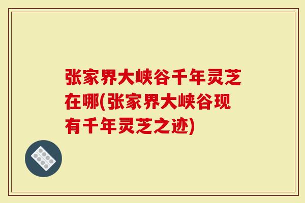 张家界大峡谷千年灵芝在哪(张家界大峡谷现有千年灵芝之迹)