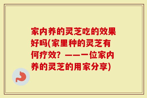 家内养的灵芝吃的效果好吗(家里种的灵芝有何疗效？——一位家内养的灵芝的用家分享)