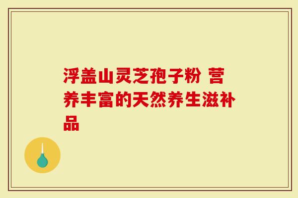 浮盖山灵芝孢子粉 营养丰富的天然养生滋补品
