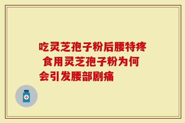 吃灵芝孢子粉后腰特疼 食用灵芝孢子粉为何会引发腰部剧痛-第1张图片-灵芝大师 吃灵芝孢子粉后腰特疼 食用灵芝孢子粉为何会引发腰部剧痛-第1张图片-灵芝大师