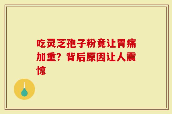 吃灵芝孢子粉竟让胃痛加重？背后原因让人震惊