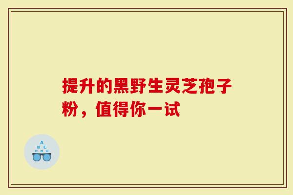 提升的黑野生灵芝孢子粉，值得你一试