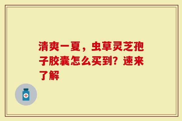 清爽一夏，虫草灵芝孢子胶囊怎么买到？速来了解